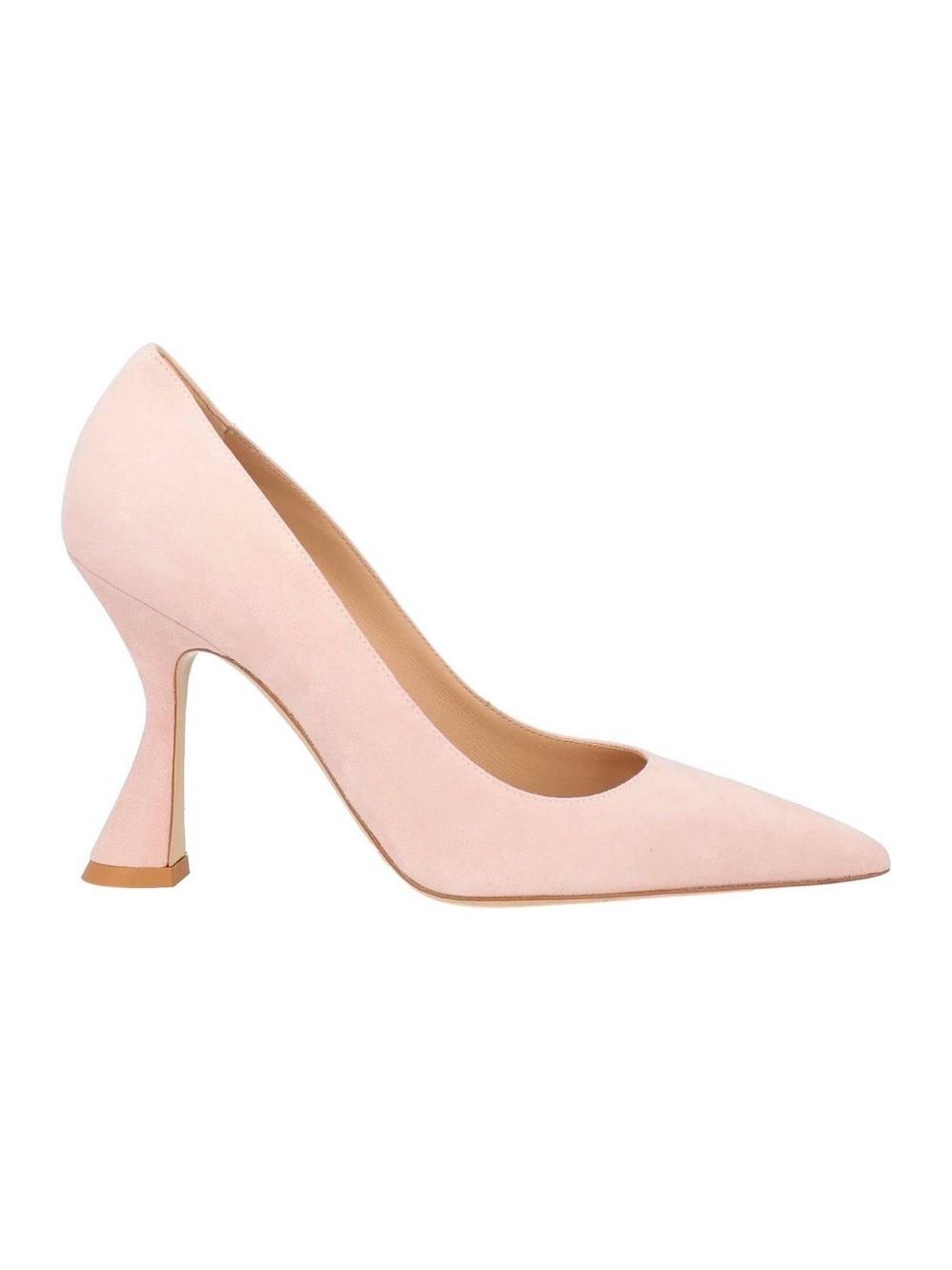 Italian Pointed-Toe Blush Pink Suede Pump with Sculpted Heel